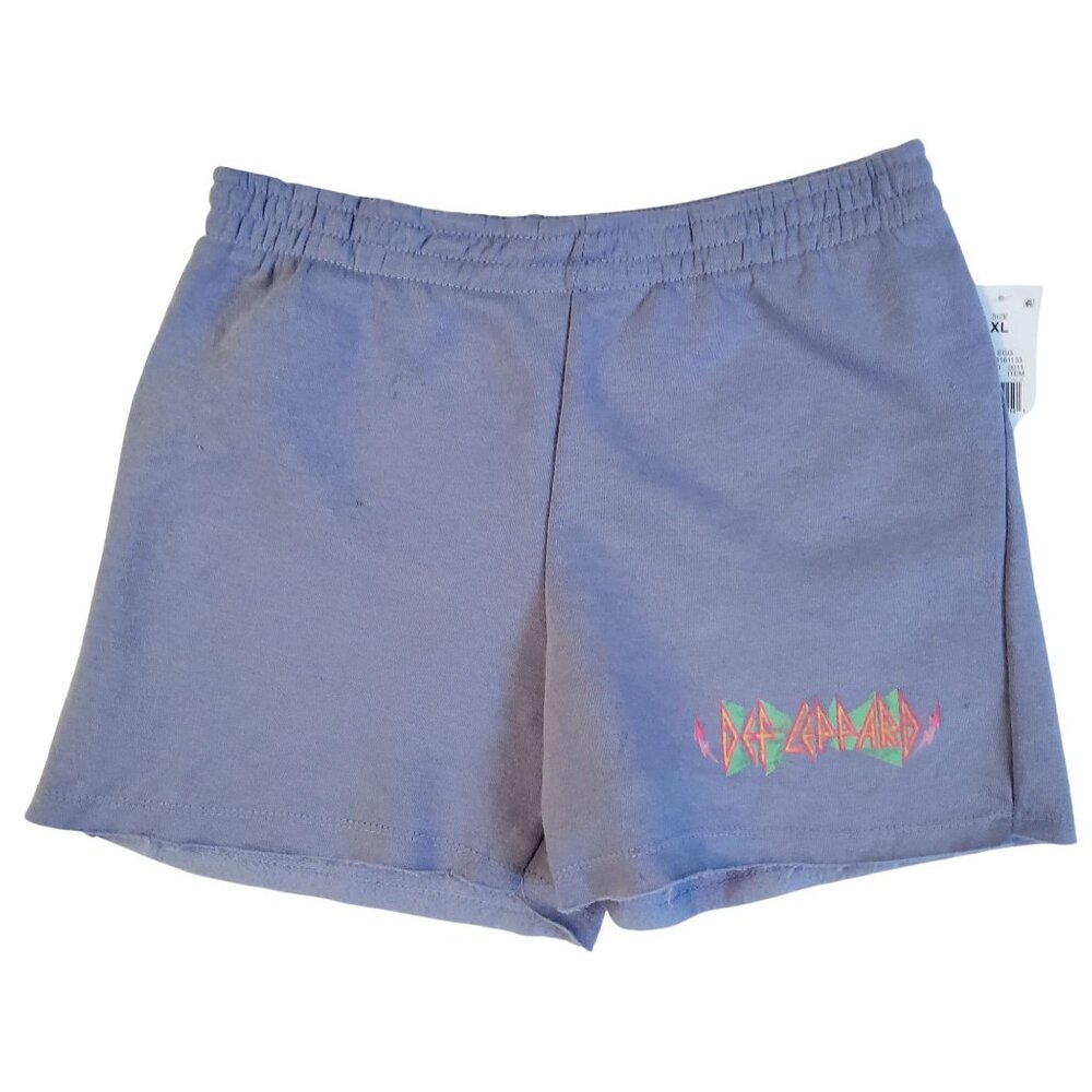 Def Leppard Womens Purple Shorts XL Cotton-Blend Elastic Waistband Relaxed fit